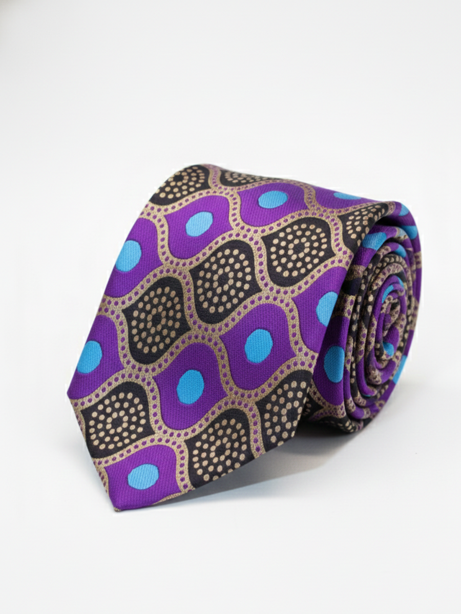 Premium Men’s Silk Tie – Purple Geometric Pattern | Formal & Party Wear