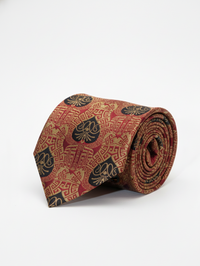 Red Tie with Golden & Black Work – Elegant Designer Necktie view 1
