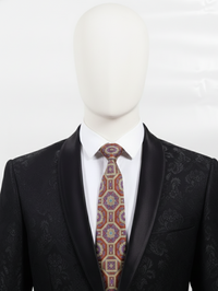 Art Silk Medallion Tie in Brown & Rust Classic Elegance Wear view 3