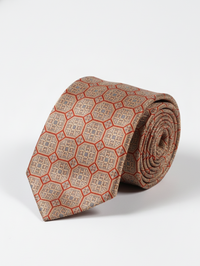 Cream Art Silk Tie with Dark Cream Lines – Subtle Striped Elegance view 1