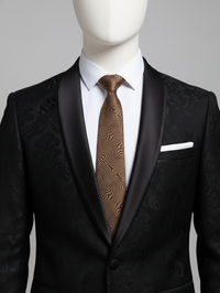 Luxury Golden Necktie with Black Woven Detailing view 3