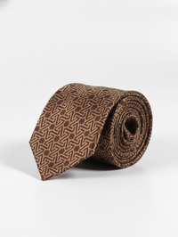 Brown Art Silk Tie with Pattern – Elegant Woven Style view 1