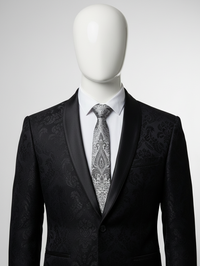 Classic Black & White Necktie – Timeless Contrast Design view 3