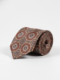 Art Silk Medallion Tie in Brown & Rust Classic Elegance Wear view 1