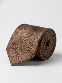 Luxury Golden Necktie with Black Woven Detailing view 1