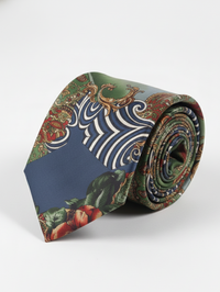 Stylish Blue Necktie with Modern Printed Design view 1