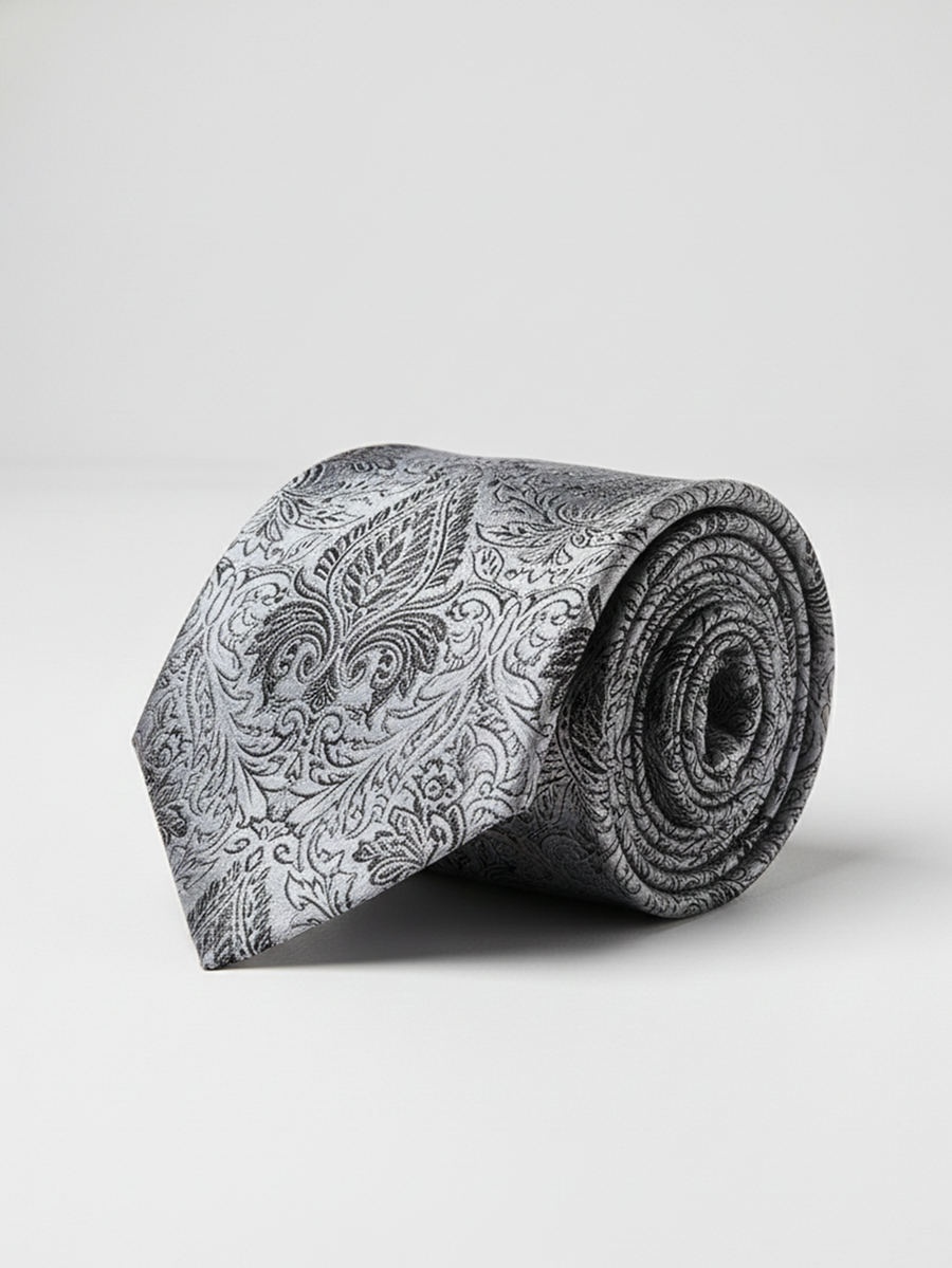 Classic Black & White Necktie – Timeless Contrast Design