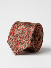 Luxury Red Necktie with Black & Golden Woven Work view 1