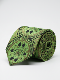 Elegant Green Necktie – Dark & Light Shade Woven Design view 1