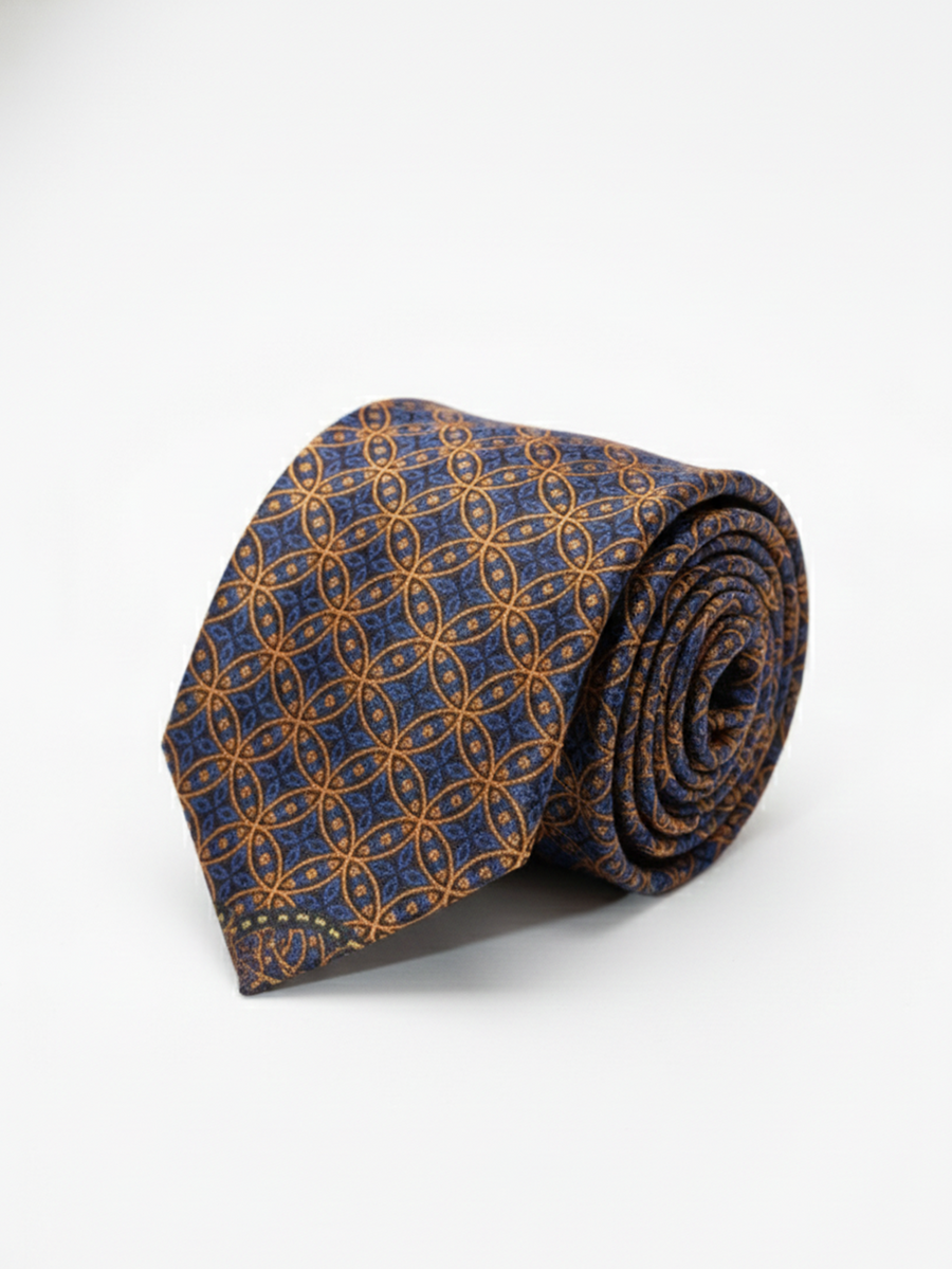 Vibrant Blue Tie with Red & Yellow Detailing – Stylish & Bold