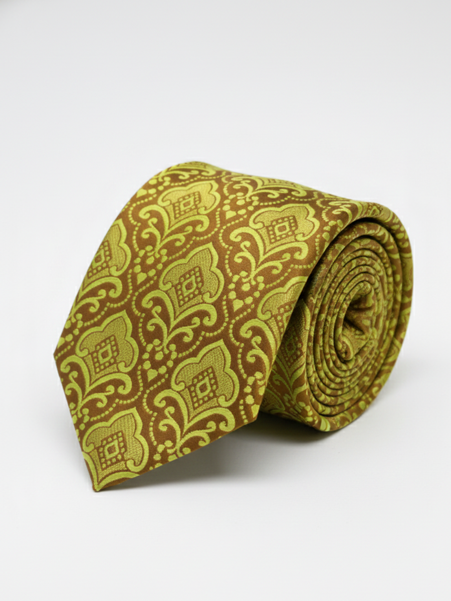 Elegant Yellow & Brown Tie – Bold Style Meets Classic Charm