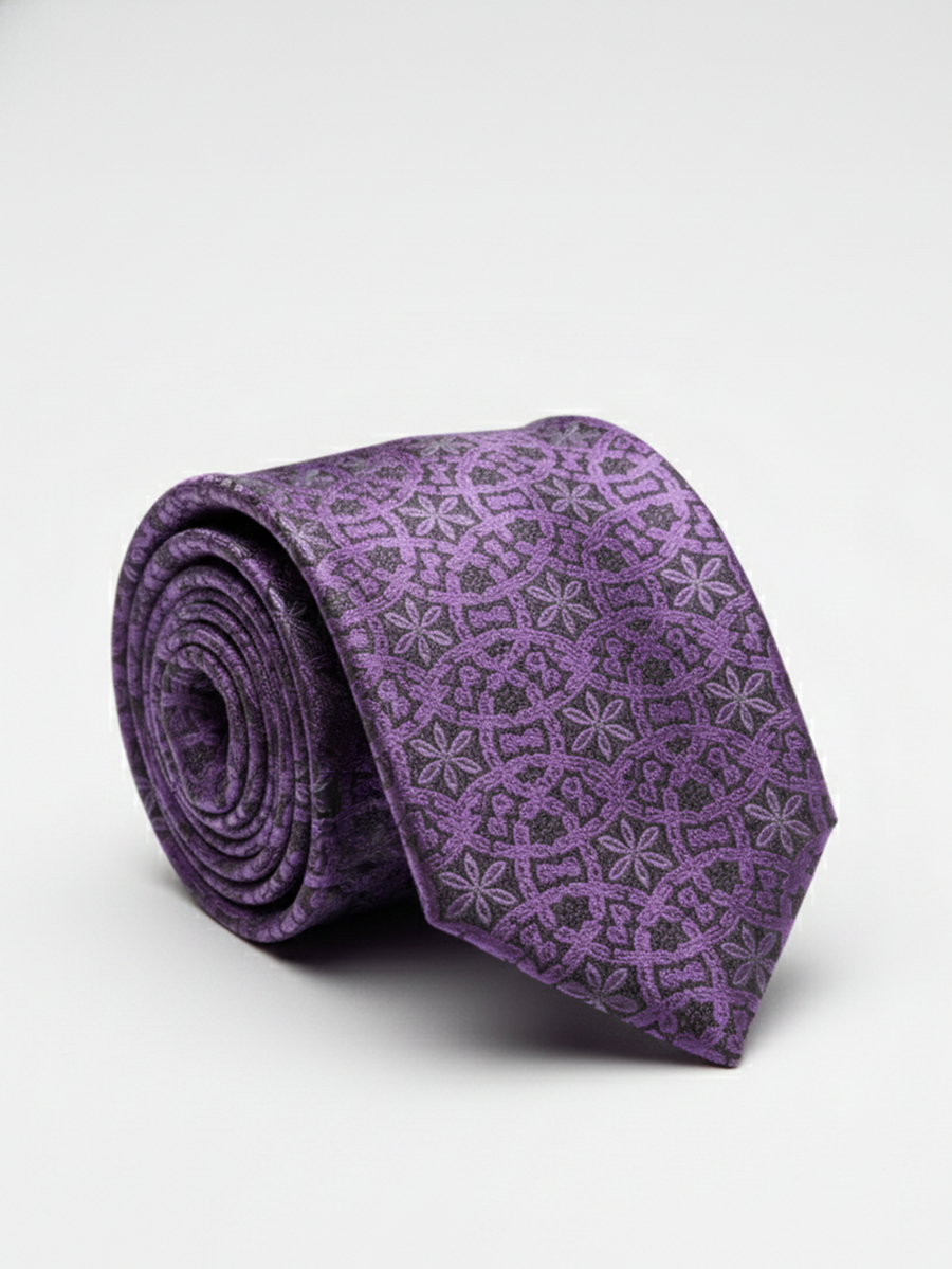 Dark Pink Tie with Black Work – Elegant Designer Necktie