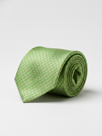 Premium Green Silk Tie with Red Dot Print – Classic Designer Necktie view 1