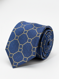 Sophisticated Blue Tie with Subtle Golden Detailing – Timeless Elegance view 1