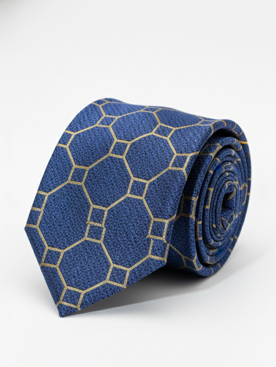 Sophisticated Blue Tie with Subtle Golden Detailing – Timeless Elegance