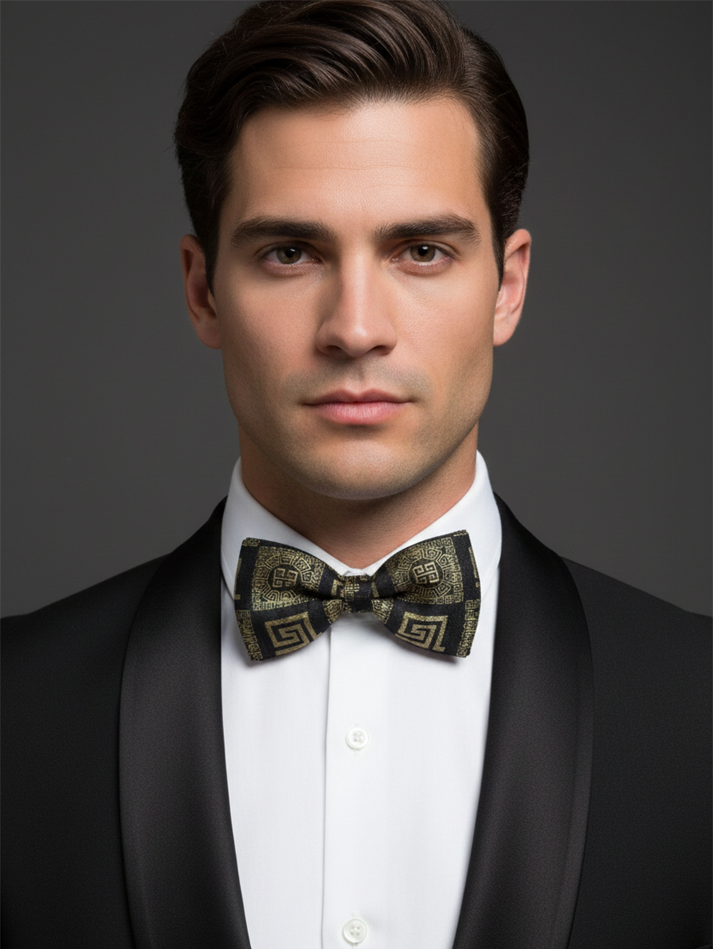 Green and Pink Geometric Jacquard Bow Tie Bold Patterned Formal Wear - Image 3