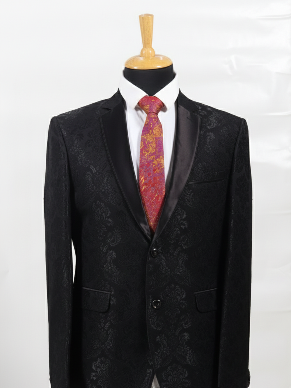 Luxury Handcrafted Silk Tie with Ornate Floral Motif & Black - Image 3