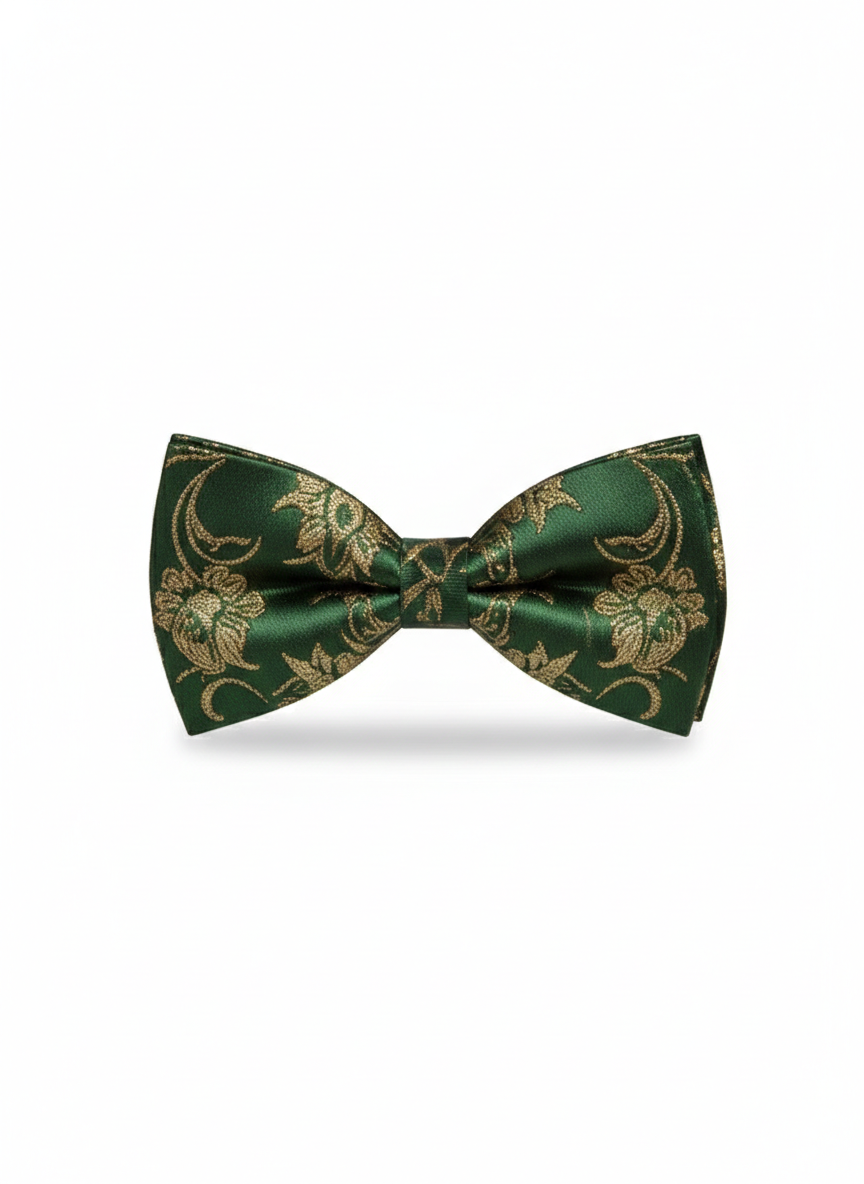 The Emerald Sterling: Hand-Crafted Green & Silver Bow Tie