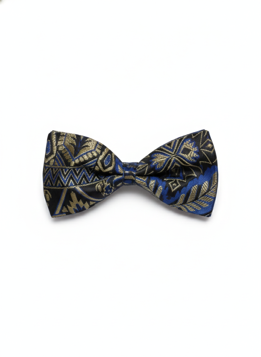 The Midnight Mosaic: Handcrafted Multi-Tonal Blue & Black Bow Tie