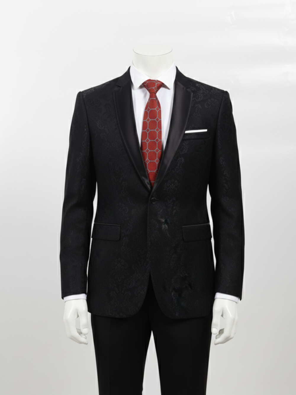 Red Art Silk Tie with Grey Lines - Classic Striped Design - Image 2