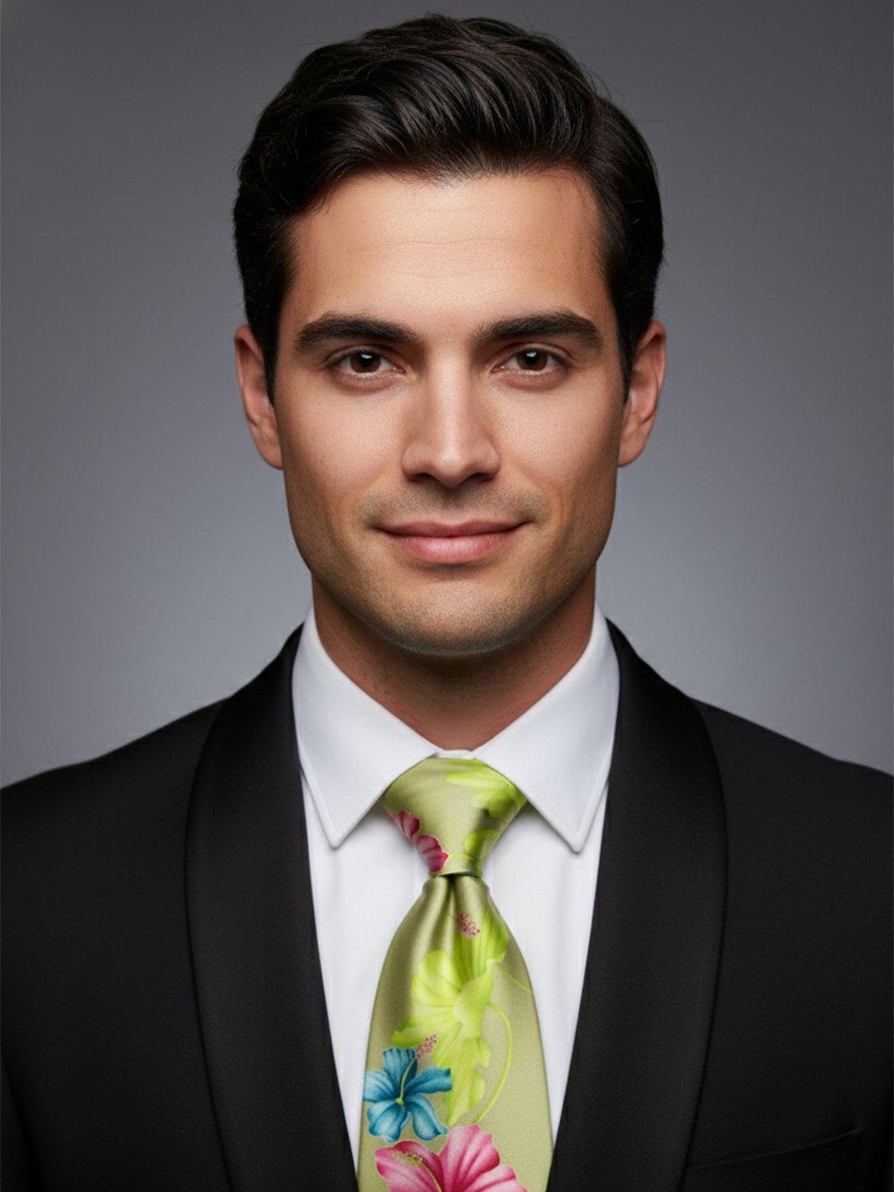 Premium Green Floral Printed Silk Tie for Men – Designer Statement Necktie - Image 3