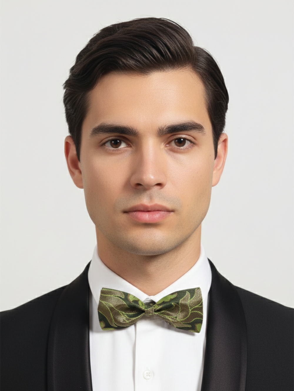 The Verdant Shadow: Emerald & Onyx Patterned Bow Tie - Image 2