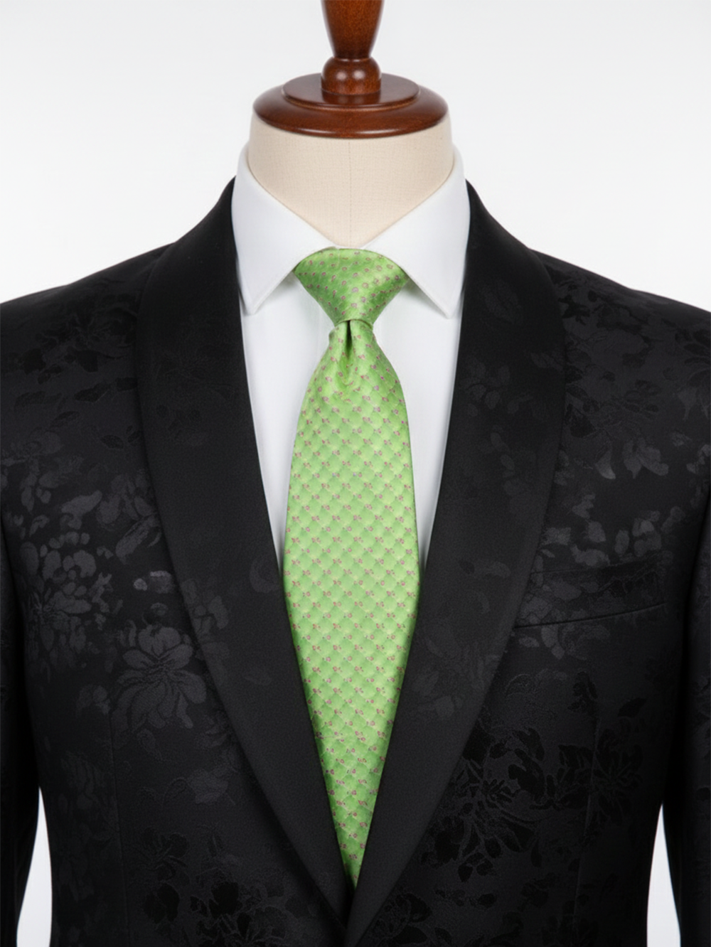 Premium Green Silk Tie with Red Dot Print – Classic Designer Necktie - Image 2