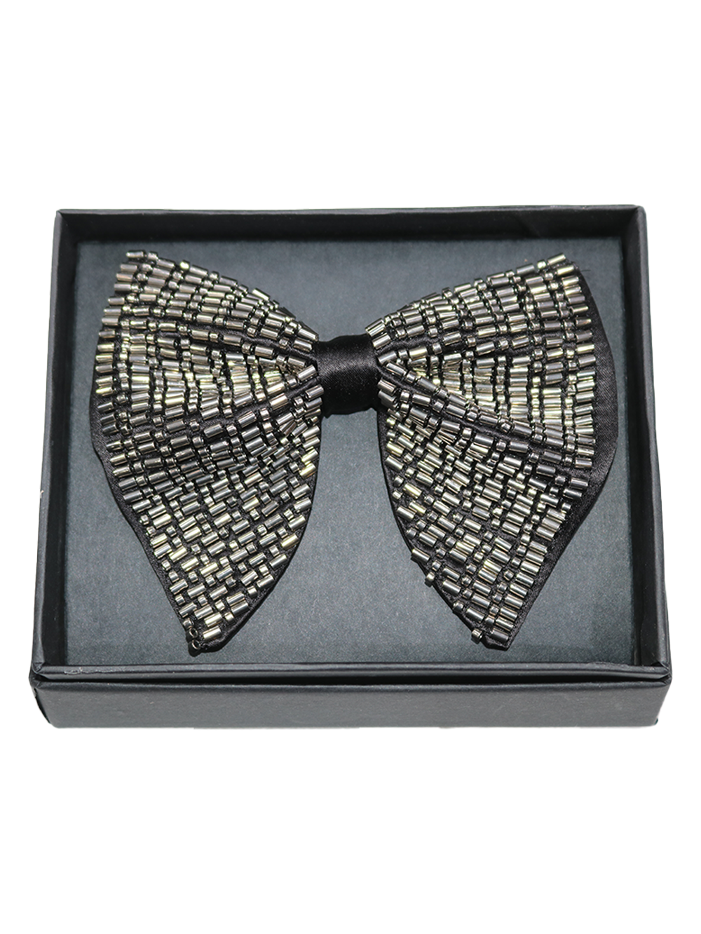 Men's Linear Hand-Embroidered Beaded Bow Tie - Image 2