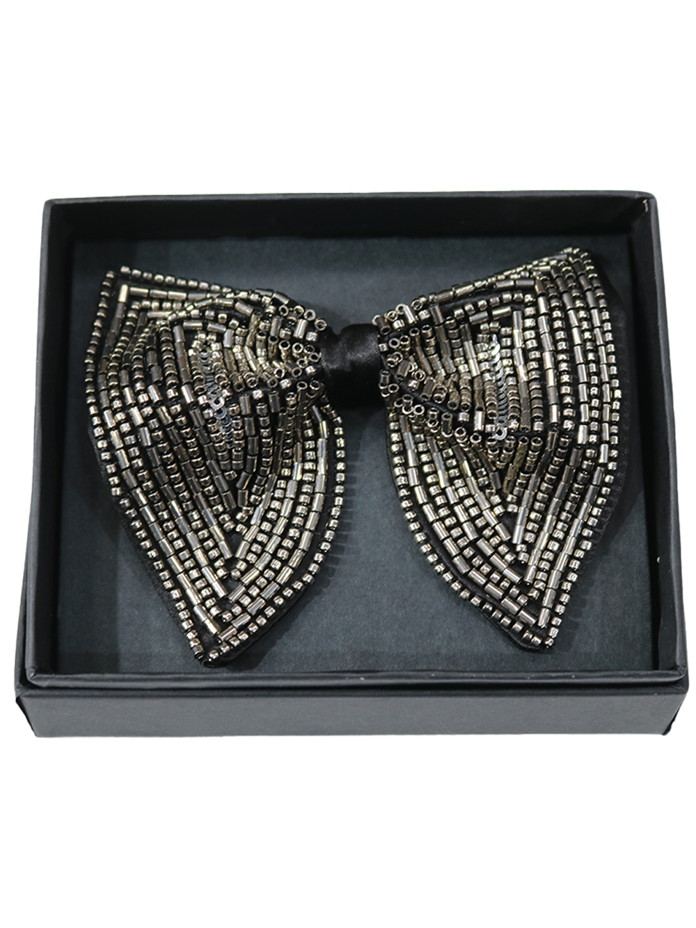 Royal Metallic Beaded Butterfly Statement Bow Tie - Image 2
