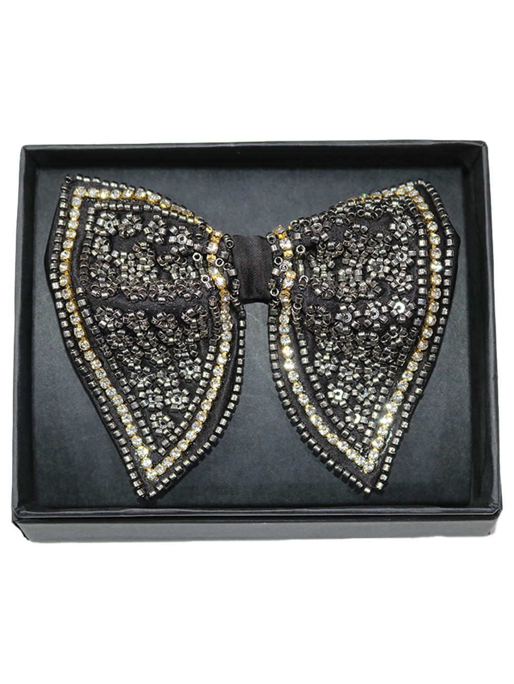 Silver-Mist: Hand-Embroidered Butterfly Bow Tie - Image 3