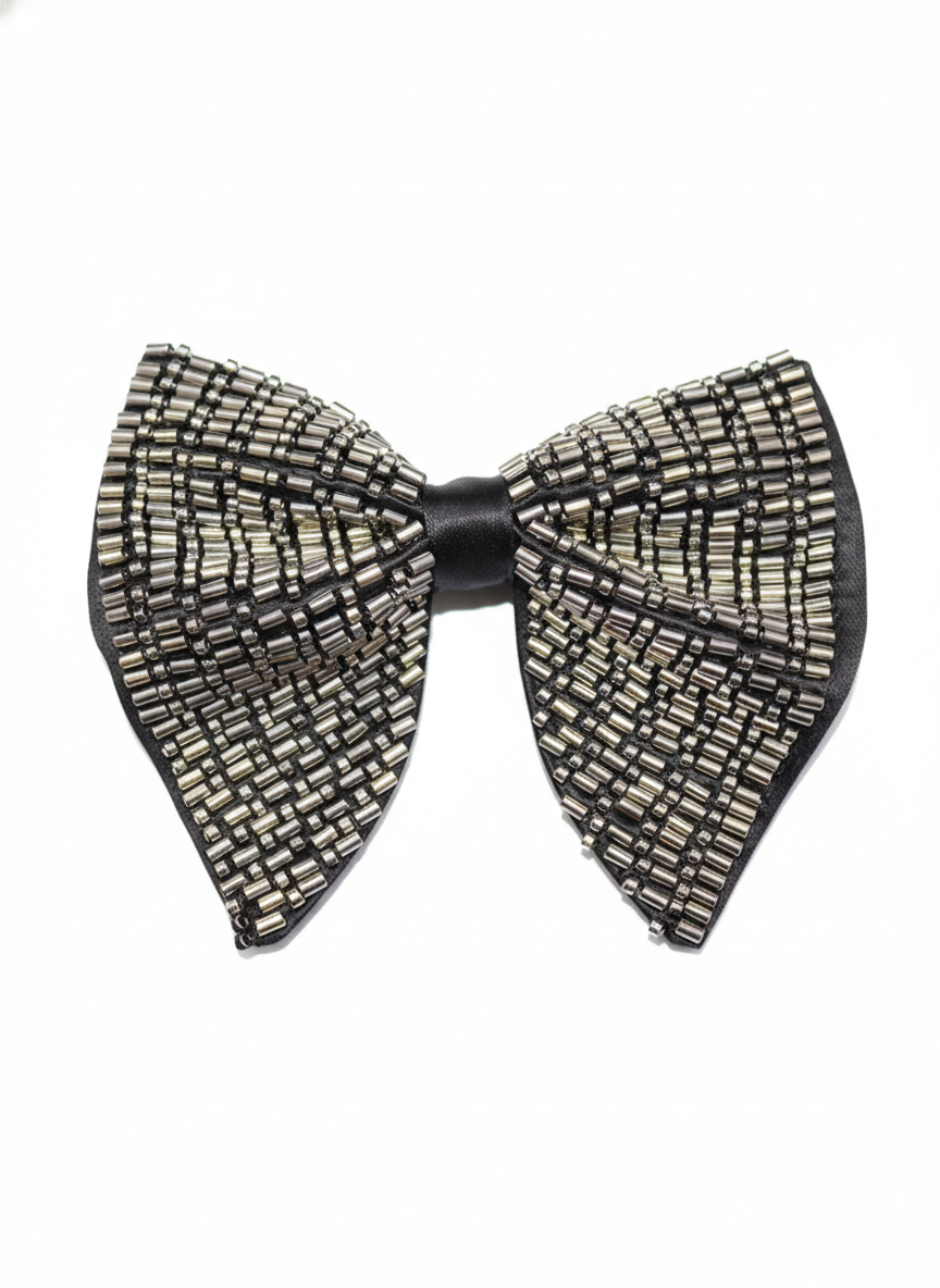 Men's Linear Hand-Embroidered Beaded Bow Tie