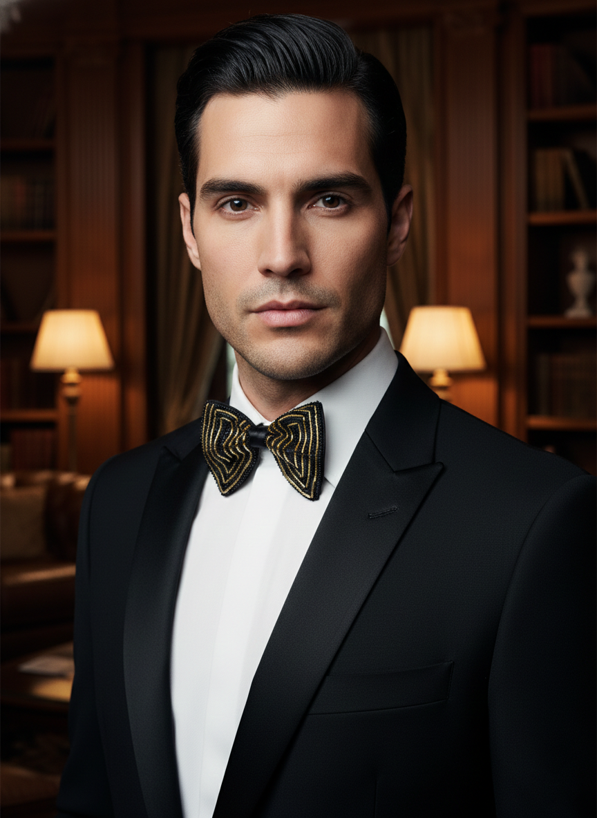 The Gilded Chevron Handcrafted Butterfly Bow Tie - Image 2